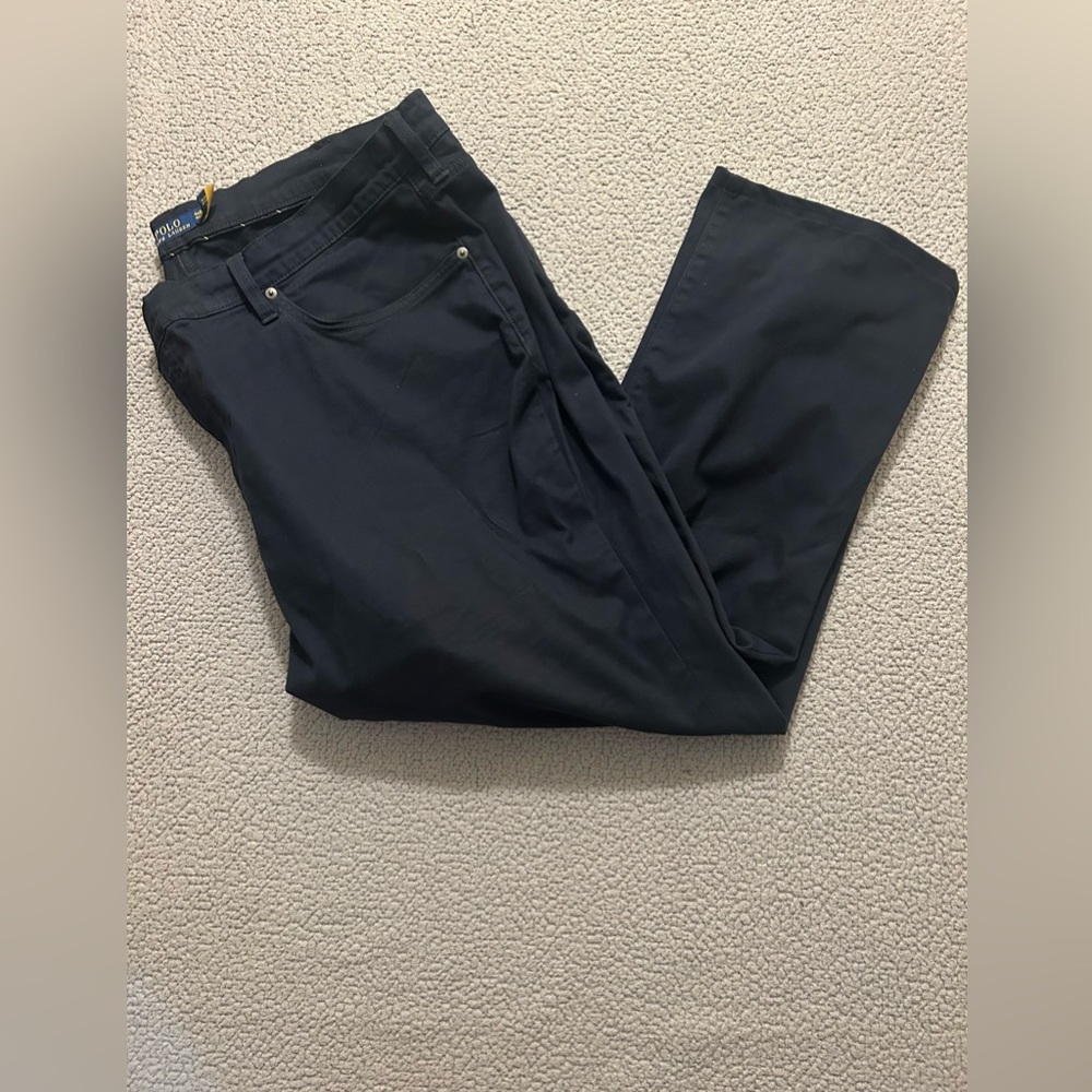 Polo Ralph Lauren Pants Mens 46Bx34 Sateen Stretch Classic Fit Casual Navy Blue